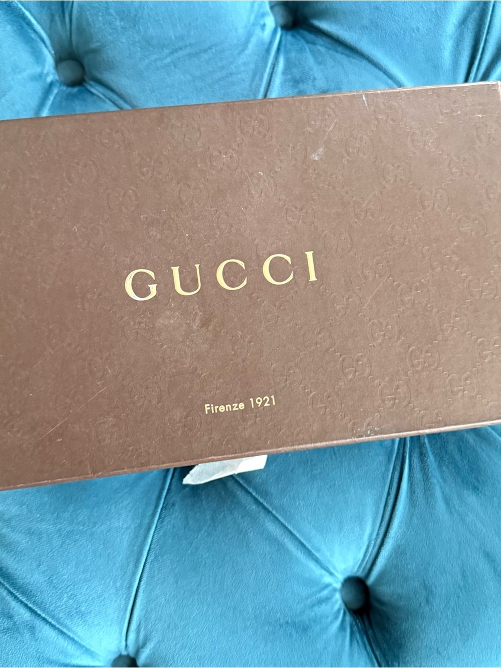 Vintage Gucci green and cream peep toe pumps